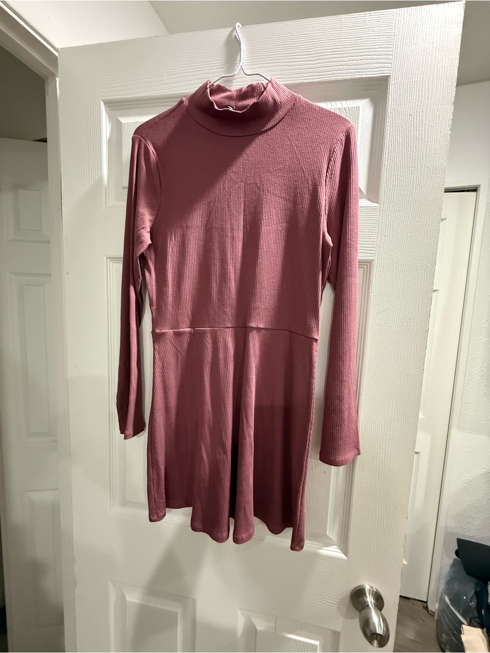 Love Tree Dusty Rose Ribbed Turtleneck Dress